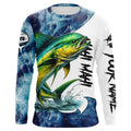 Mahi Mahi Fishing blue ocean sea wave camo Custom long sleeve performance fishing NQS7886