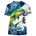 Mahi Mahi Fishing blue ocean sea wave camo Custom long sleeve performance fishing NQS7886