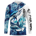 Marlin Fishing blue ocean sea wave camo Custom long sleeve performance fishing NQS7887