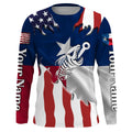 Texas American flag Fishing fish reaper skull Custom long sleeve performance Fishing, NQS3812