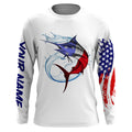 Marlin fishing American flag patriotic Custom Name UV protection UPF 30+ fishing NQS3100