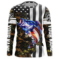 Bass Fishing 3D American Flag Patriot camo Customize name Long Sleeve UV Protection Fishing NQS1761