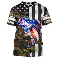 Bass Fishing 3D American Flag Patriot camo Customize name Long Sleeve UV Protection Fishing NQS1761