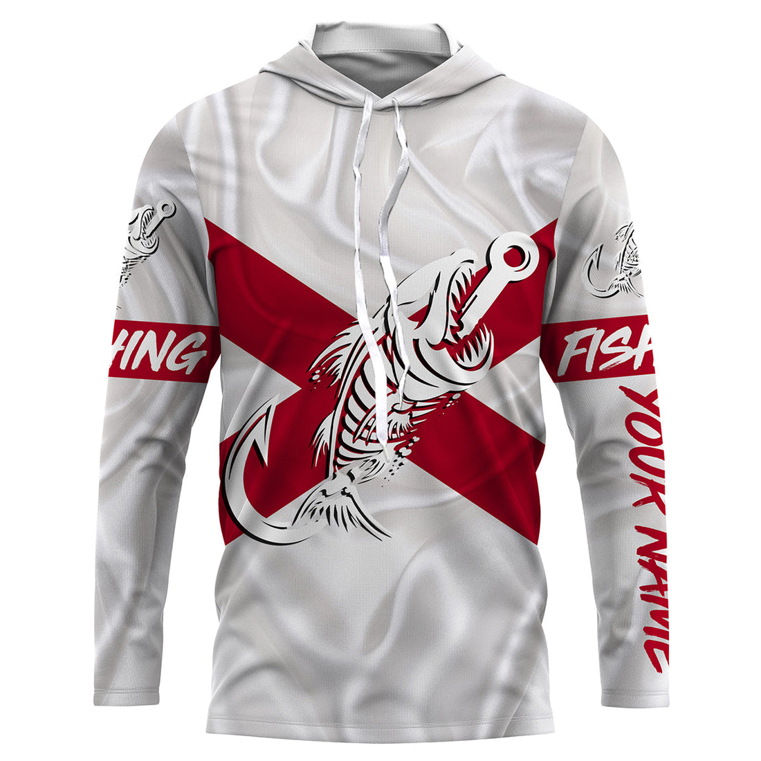 AL Fishing Custom Alabama Flag Fish hook skull Custom sun protection fishing, women NQS3343
