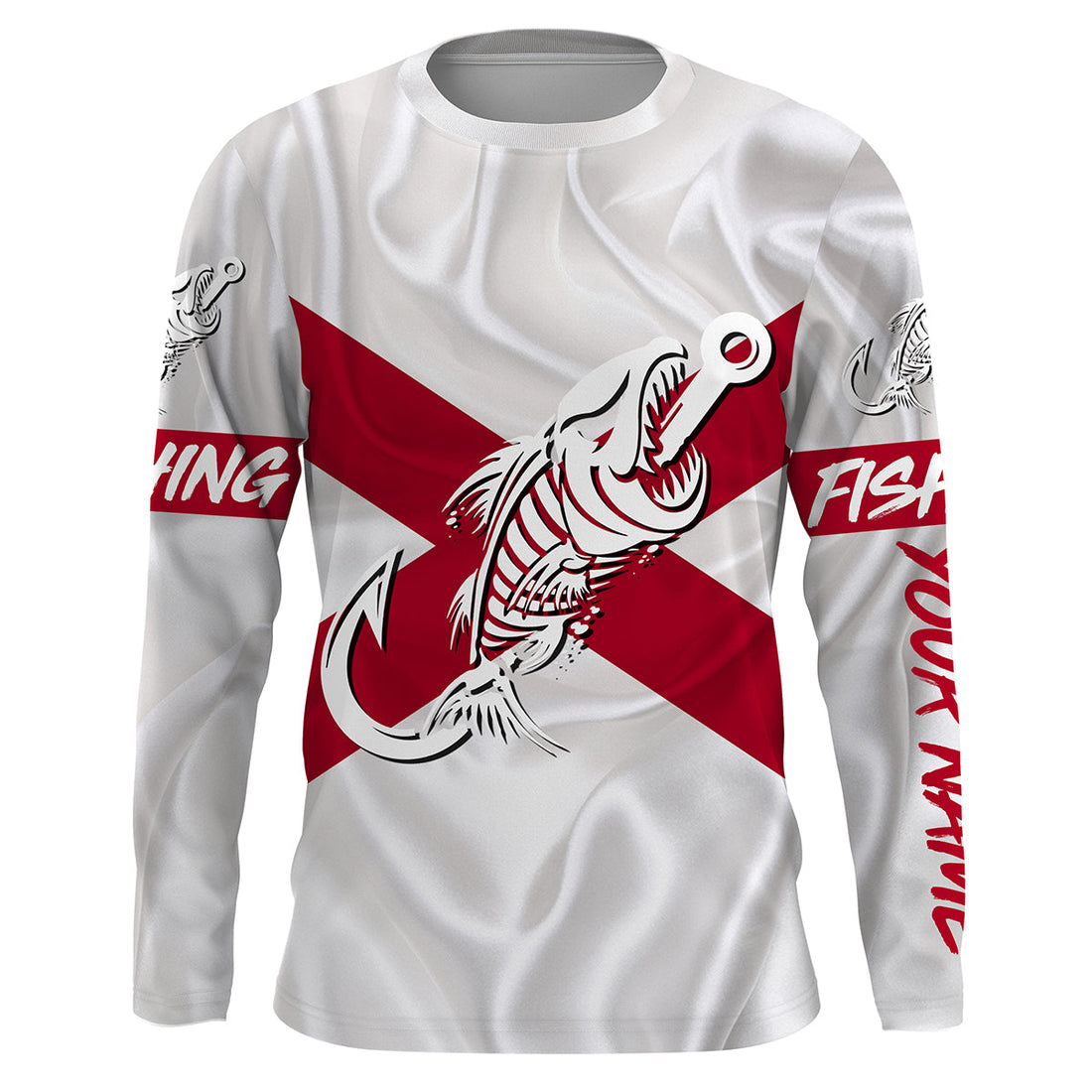 AL Fishing Custom Alabama Flag Fish hook skull Custom sun protection fishing, women NQS3343