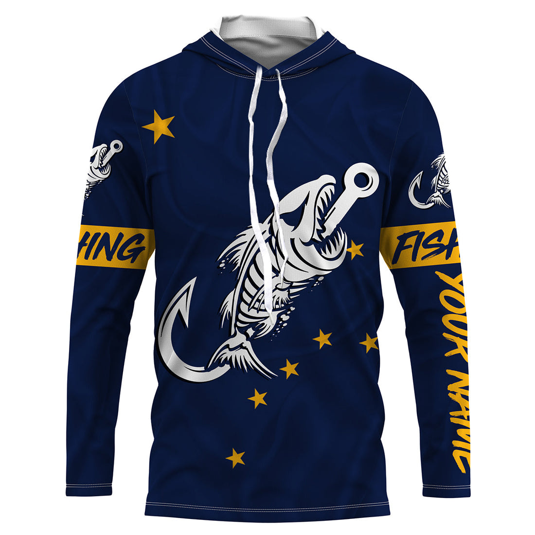 AK Fishing Custom Alaska Flag Fish hook skull Custom sun protection fishing, women NQS3344