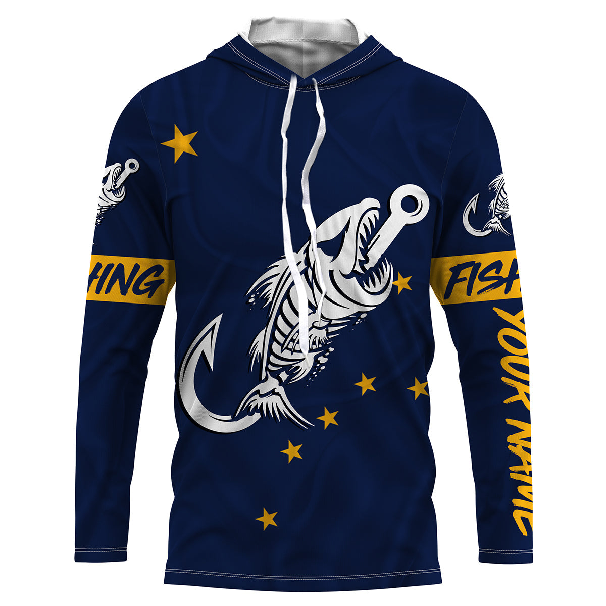 AK Fishing Custom Alaska Flag Fish hook skull Custom sun protection fishing, women NQS3344