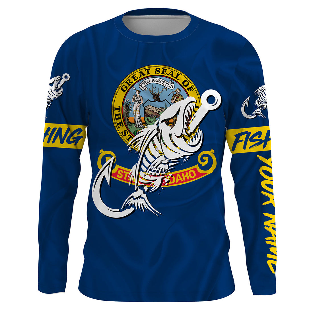 ID Fishing Custom Idaho Flag Fish hook skull Custom sun protection fishing, women NQS3346