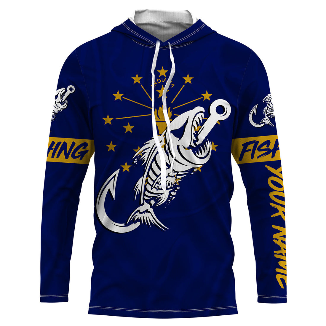 IN Fishing Custom Indiana Flag Fish hook skull Custom sun protection fishing, women NQS3347
