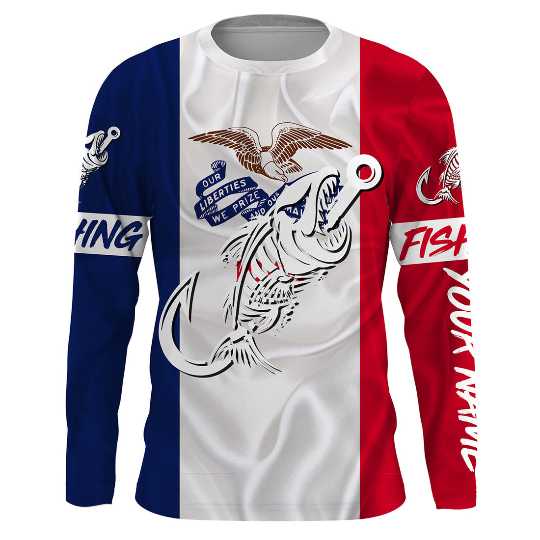 IA Fishing Custom Iowa Flag Fish hook skull Custom sun protection fishing, women NQS3348