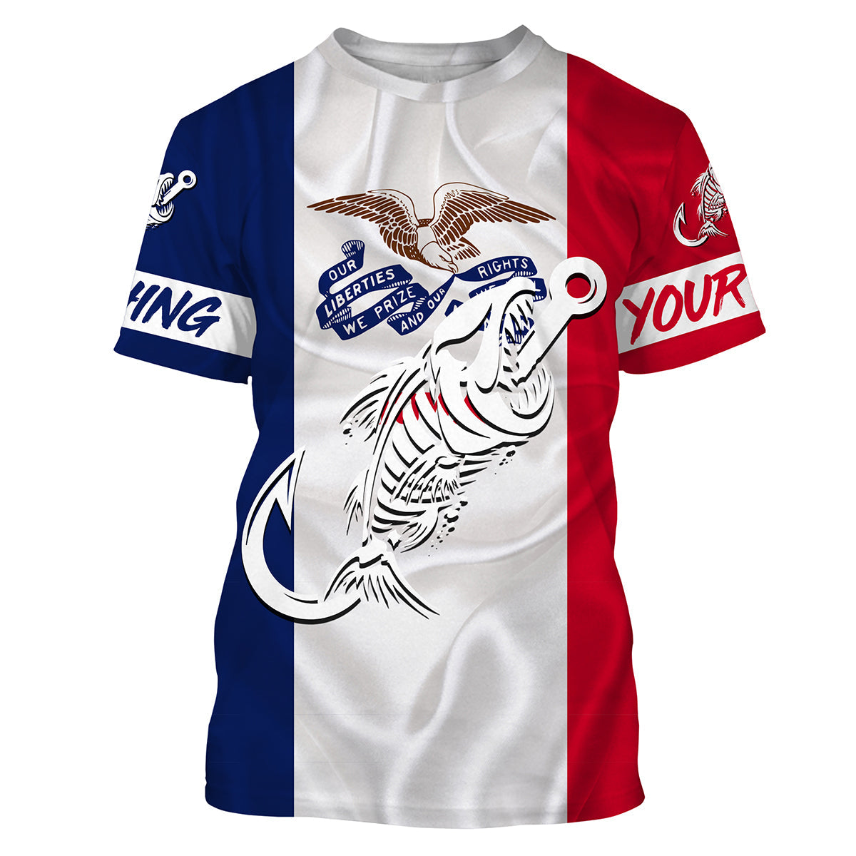 IA Fishing Custom Iowa Flag Fish hook skull Custom sun protection fishing, women NQS3348