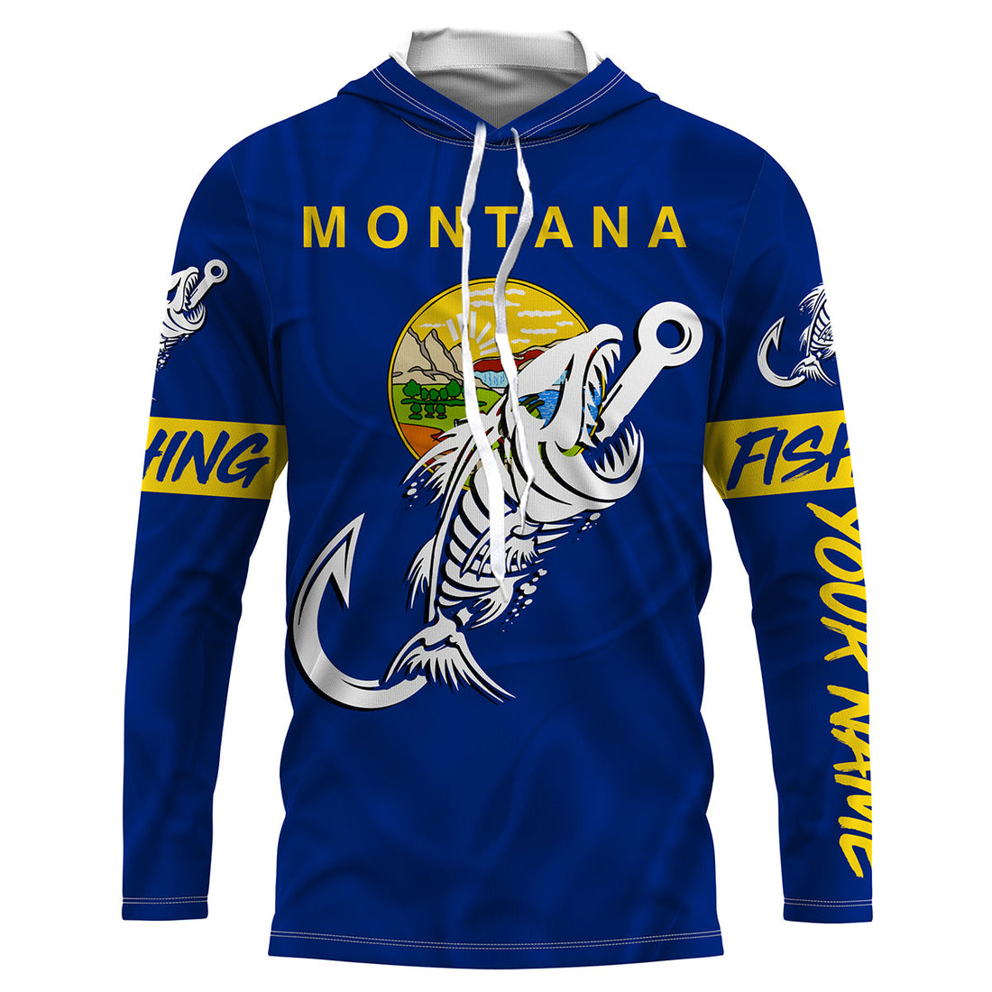 MT Fishing Custom Montana Flag Fish hook skull Custom sun protection fishing, women NQS3351