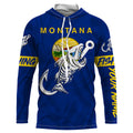 MT Fishing Custom Montana Flag Fish hook skull Custom sun protection fishing, women NQS3351