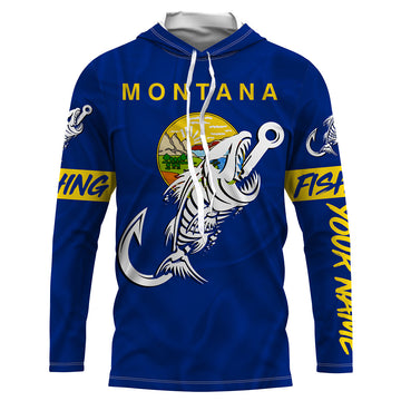 MT Fishing Custom Montana Flag Fish hook skull Custom sun protection fishing, women NQS3351