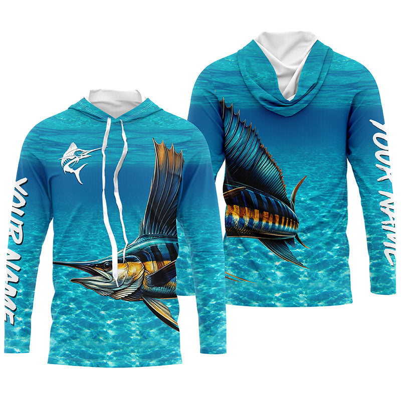 Sailfish fishing blue water camo Custom Name sun protection long sleeve fishing, women NQS5553