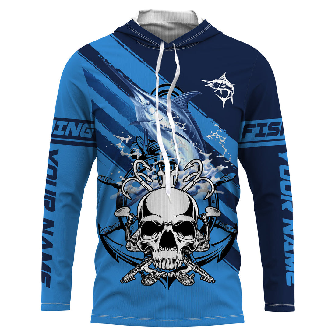 Personalized Marlin Fish reaper Anchor Saltwater blue sea UV Long Sleeve Performance Fishing NQS3813