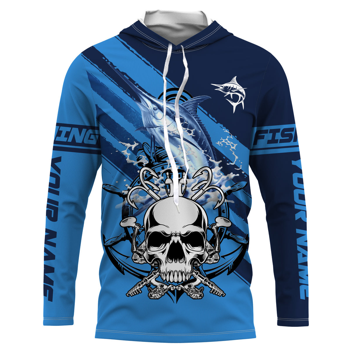 Personalized Marlin Fish reaper Anchor Saltwater blue sea UV Long Sleeve Performance Fishing NQS3813