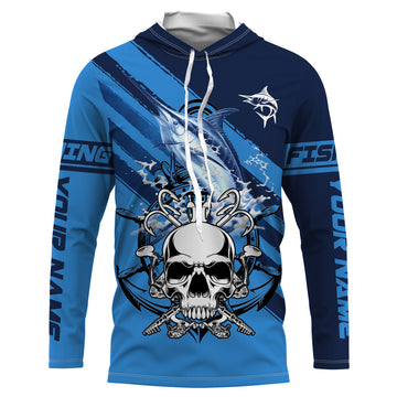Personalized Marlin Fish reaper Anchor Saltwater blue sea UV Long Sleeve Performance Fishing NQS3813