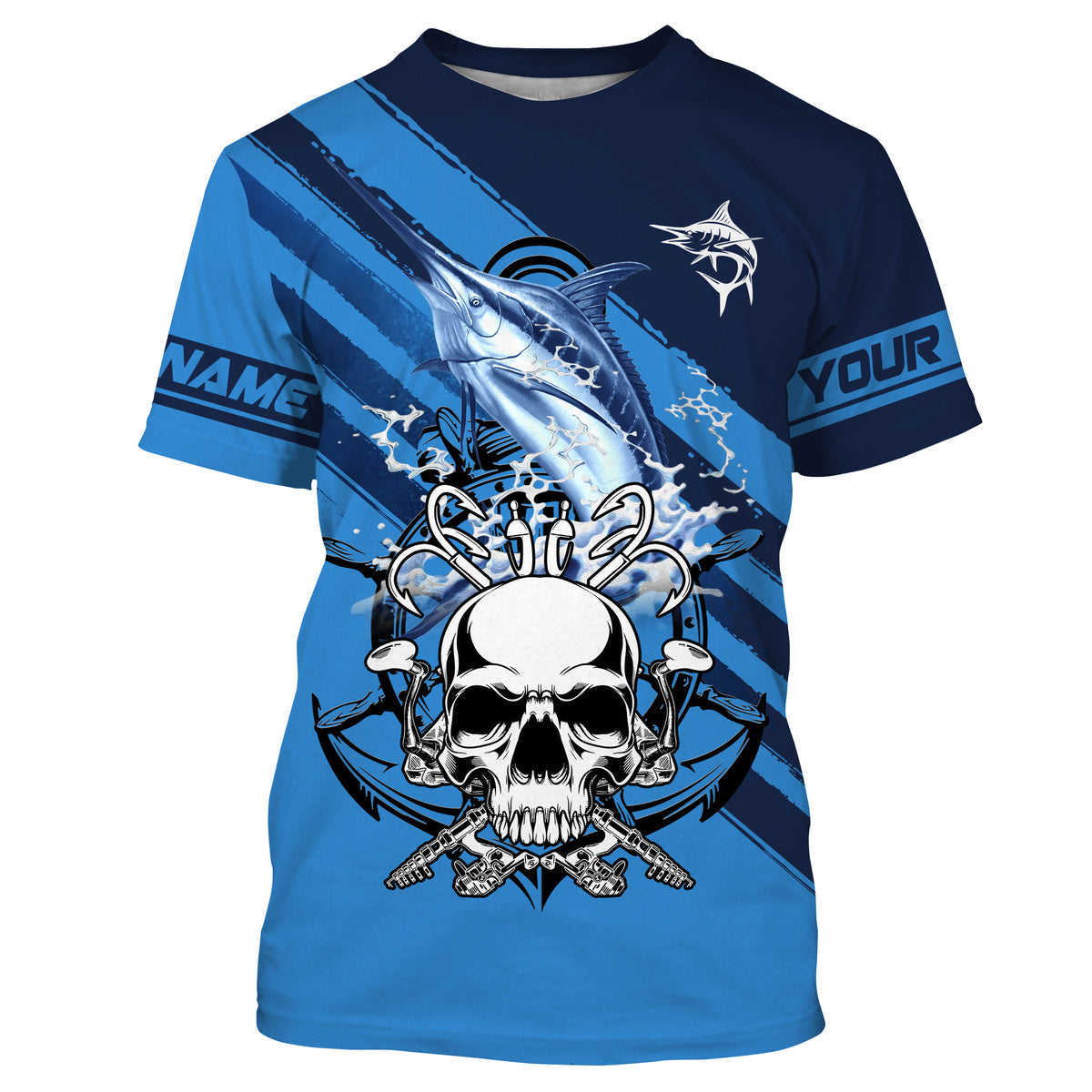 Personalized Marlin Fish reaper Anchor Saltwater blue sea UV Long Sleeve Performance Fishing NQS3813
