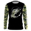 Bass Fishing tattoo green camo Custom Long Sleeve performance Fishing, personalized Bass Fishing NQS2408
