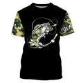 Bass Fishing tattoo green camo Custom Long Sleeve performance Fishing, personalized Bass Fishing NQS2408