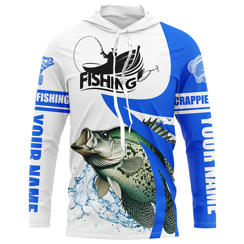 Crappie fishing Custom Name sun protection long sleeve fishing, Crappie fishing | Blue NQS5032