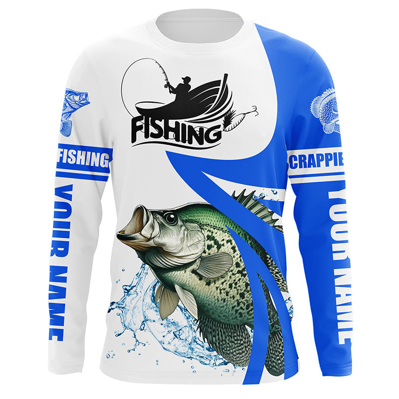 Crappie fishing Custom Name sun protection long sleeve fishing, Crappie fishing | Blue NQS5032