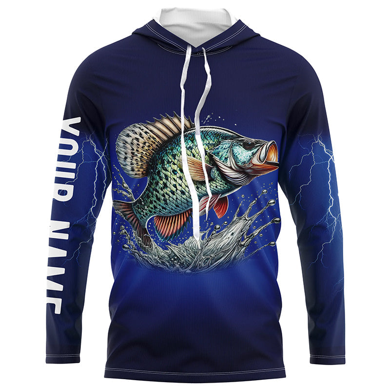 Crappie Fishing Blue lightning 3D All Over printed Customized Name UV protection fishing NQS315