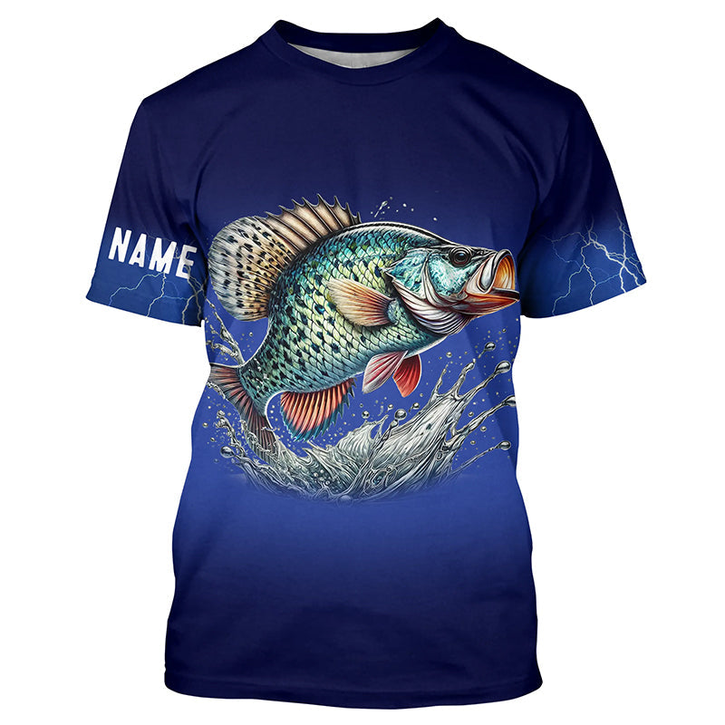 Crappie Fishing Blue lightning 3D All Over printed Customized Name UV protection fishing NQS315