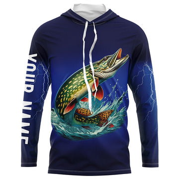 Northern Pike Fishing blue lightning 3D All Over printed fishing Customized Fishing apparel NQS318