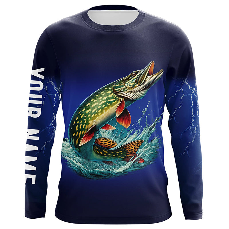 Northern Pike Fishing blue lightning 3D All Over printed fishing Customized Fishing apparel NQS318