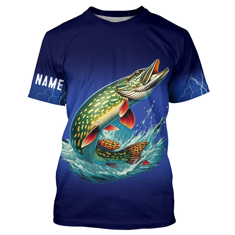Northern Pike Fishing blue lightning 3D All Over printed fishing Customized Fishing apparel NQS318