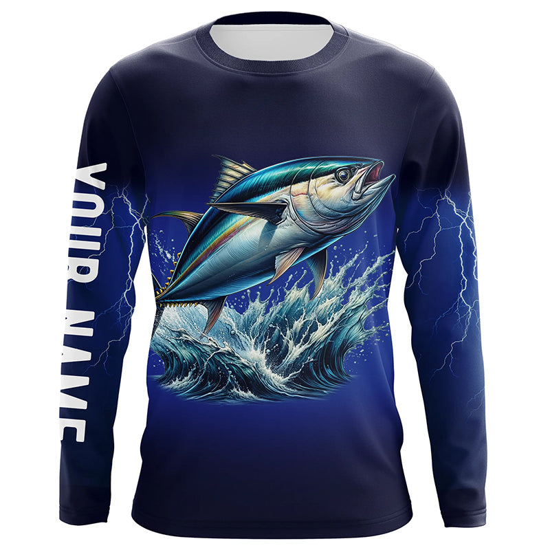 Tuna Fishing blue lightning 3D All Over printed Customized Name Tuna Fishing apparel NQS322