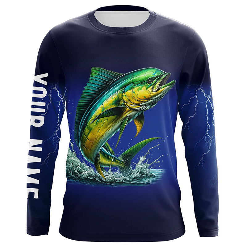 Mahi Mahi Fishing blue lightning 3D All Over printed Customized Name Dorado Fishing apparel NQS314