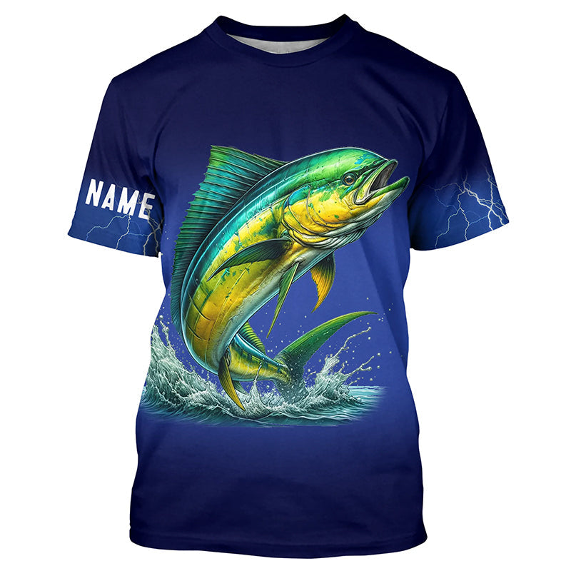 Mahi Mahi Fishing blue lightning 3D All Over printed Customized Name Dorado Fishing apparel NQS314