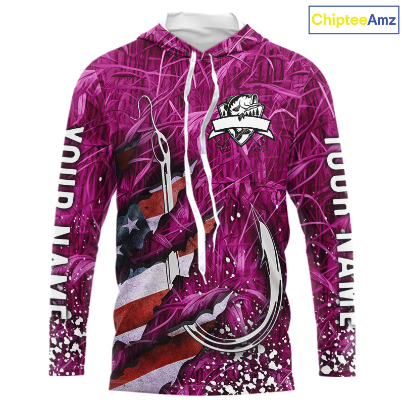 American flag fish hook pink camo fishing custom sun protection performance long sleeve fishing