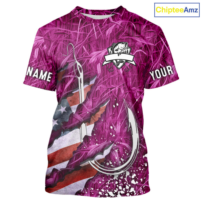 American flag fish hook pink camo fishing custom sun protection performance long sleeve fishing