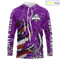 American flag fish hook purple camo custom sun protection performance long sleeve fishing