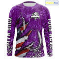 American flag fish hook purple camo custom sun protection performance long sleeve fishing