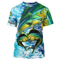 Mahi mahi fishing blue sea water camo Custom UV protection performance long sleeve fishing NQS8123