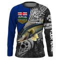 Alberta Flag Walleye Fishing Custom long sleeve performance Fishing, Walleye Fishing NQS3819