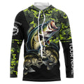 Bass fishing black green camo personalized custom sun protection long sleeve fishing NQS3820