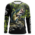 Bass fishing black green camo personalized custom sun protection long sleeve fishing NQS3820