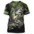 Bass fishing black green camo personalized custom sun protection long sleeve fishing NQS3820