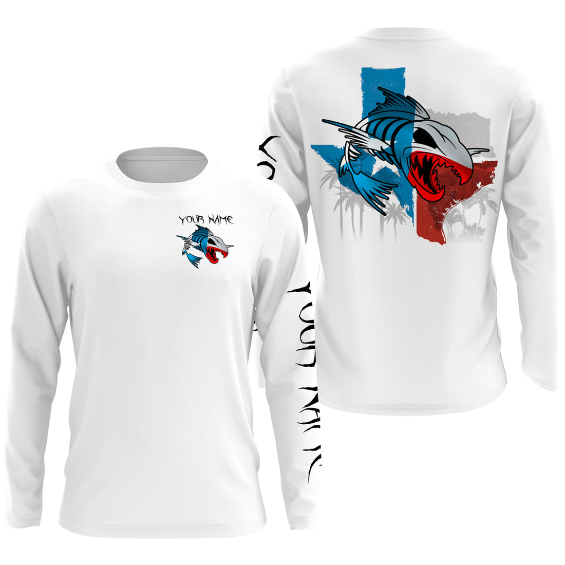 Texas fishing fish reaper skull personalized custom name sun protection long sleeve fishing NQS3821
