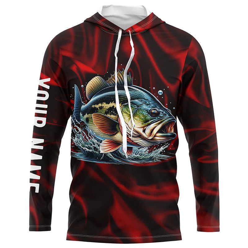 Bass Fishing red lighting Customized name performance Long Sleeve Fishing NQS2413