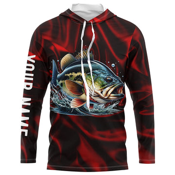 Bass Fishing red lighting Customized name performance Long Sleeve Fishing NQS2413