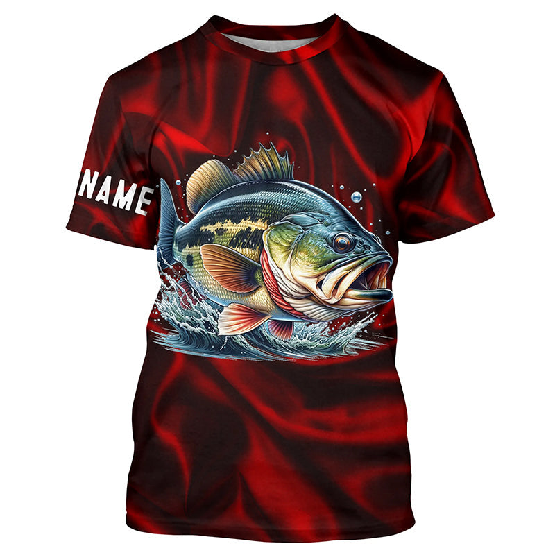 Bass Fishing red lighting Customized name performance Long Sleeve Fishing NQS2413