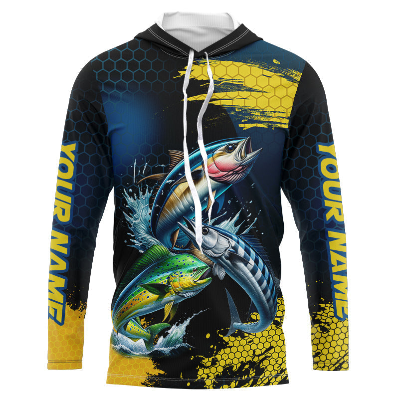 Blue and Yellow Camo Mahi Mahi ( Dorado), Wahoo, Tuna fishing custom saltwater fishing NQS9036