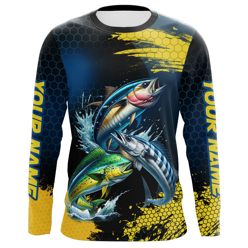 Blue and Yellow Camo Mahi Mahi ( Dorado), Wahoo, Tuna fishing custom saltwater fishing NQS9036
